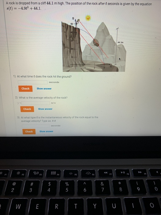Solved A rock is dropped from a cliff 44.1m high. The | Chegg.com