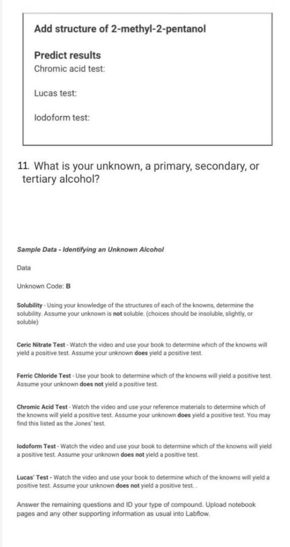 Solved 6. Iodoform Test. Record your observations. Alcohol