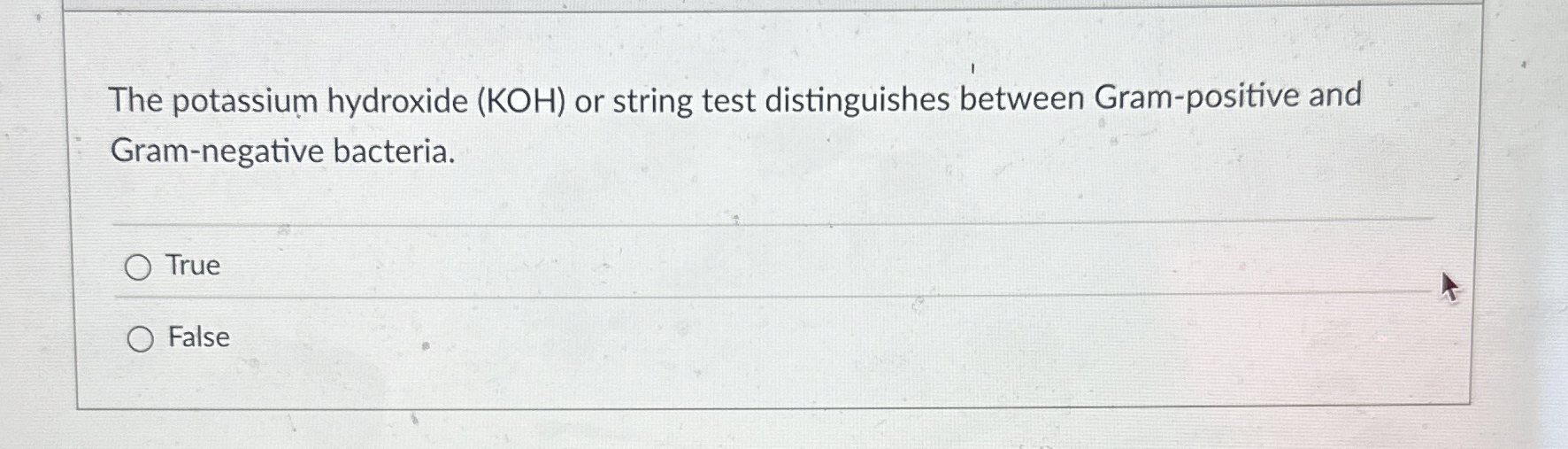 Solved The potassium hydroxide (KOH) ﻿or string test | Chegg.com