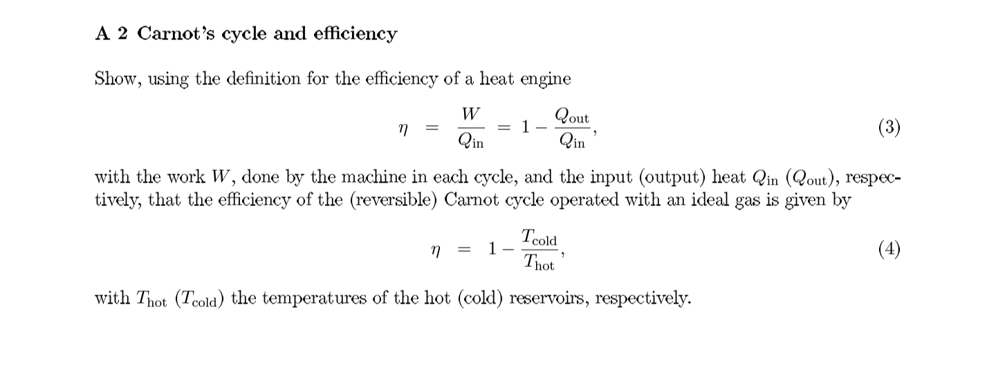 Solved A Carnot S Cycle And Efficiency Show Using The Chegg Com