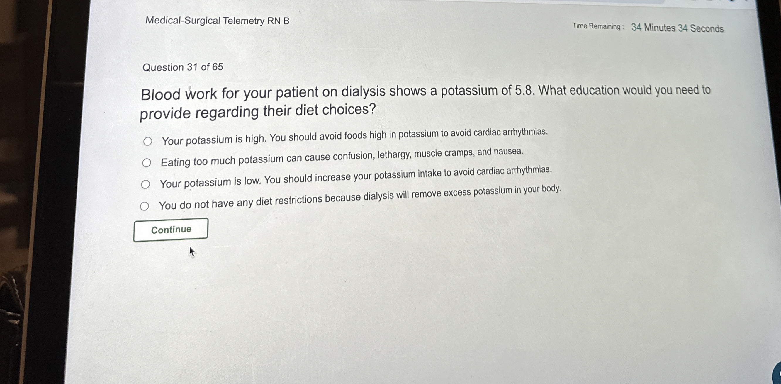 Solved MedicalSurgical Telemetry RN BTime Remaining 34
