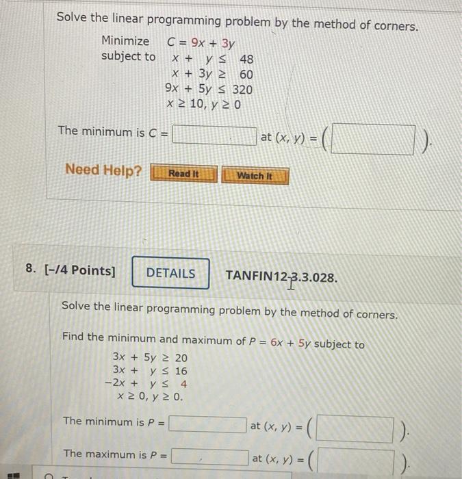 Solved Solve the linear programming problem by the method of | Chegg.com