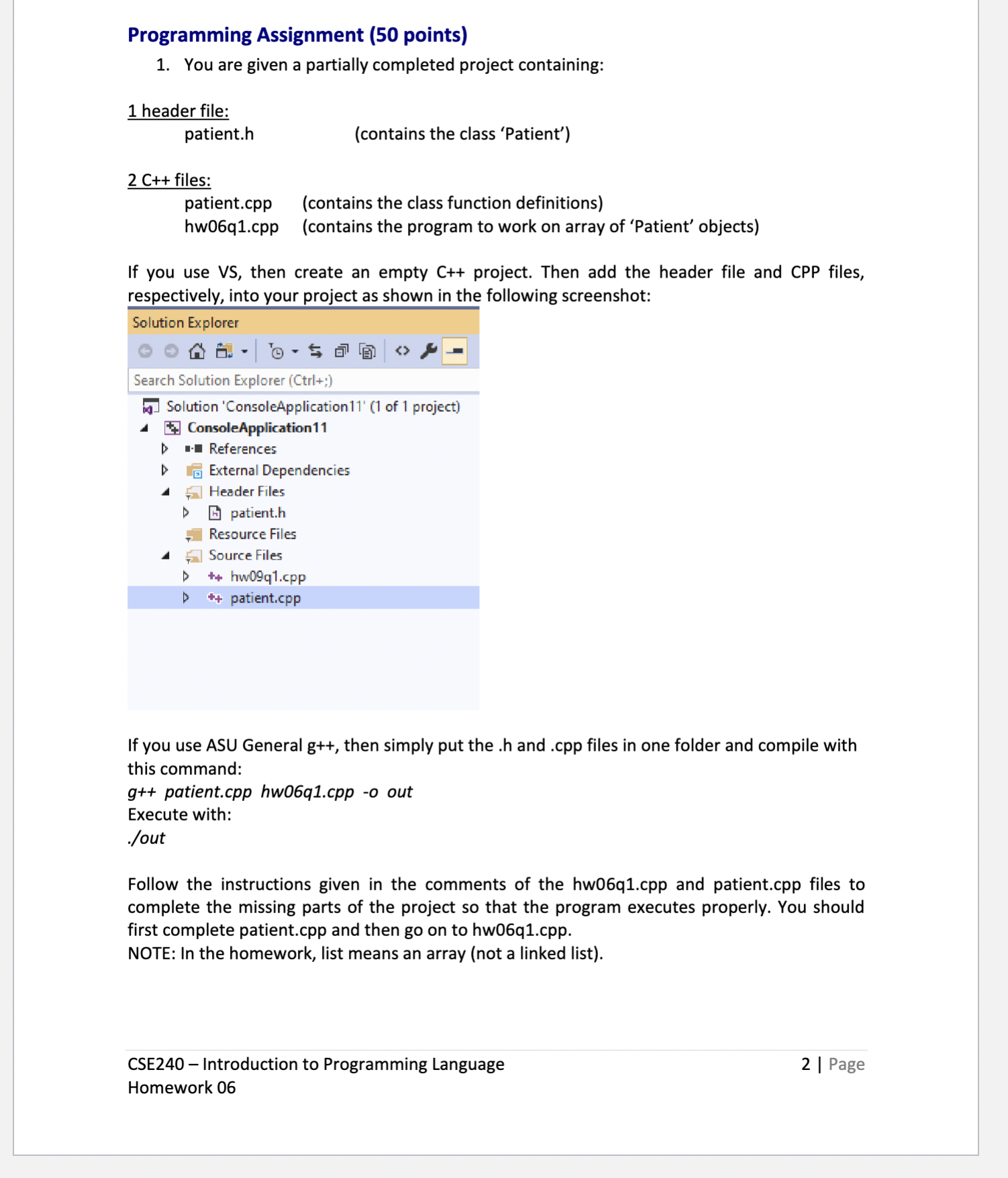 Solved How do I make an empty C++ project to add these c++ | Chegg.com