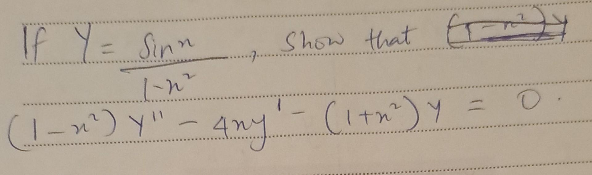 If \( y=\frac{\sin x}{1-x^{2}} \), show that \[ \left(1-x^{2}\right) y^{\prime \prime}-4 x y^{\prime}-\left(1+x^{2}\right) y=