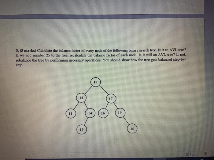 Solved 3. (5 marks) Calculate the balance factor of every | Chegg.com
