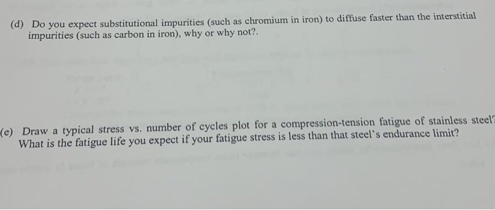 Solved (d) Do you expect substitutional impurities (such as | Chegg.com