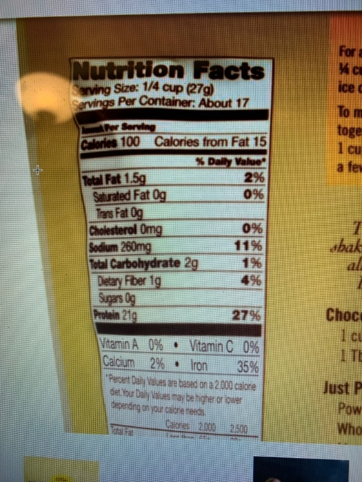 Solved Using the nutrition label, prepare a 10.00 mL of the | Chegg.com