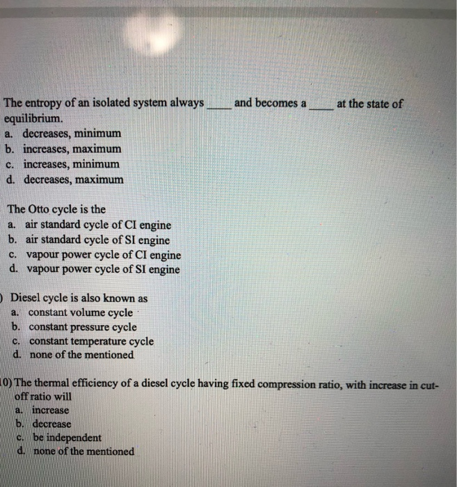 Solved and becomes a at the state of The entropy of an | Chegg.com