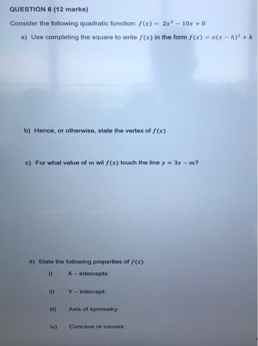 Solved QUESTION 6 (12 marks) Consider the following | Chegg.com