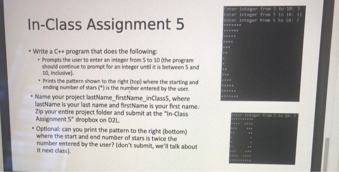 Solved Enter Integer from 5 to 10.) Enter Integer from 5 to | Chegg.com