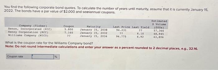 Solved You find the following corporate bond quotes. To | Chegg.com