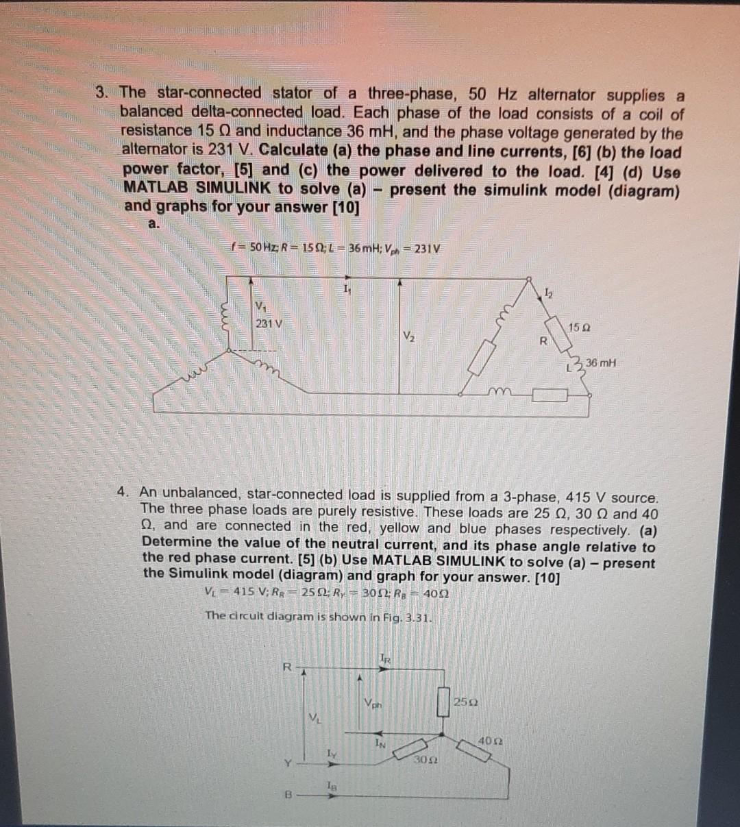 Solved 3. The star-connected stator of a three-phase, 50 Hz | Chegg.com