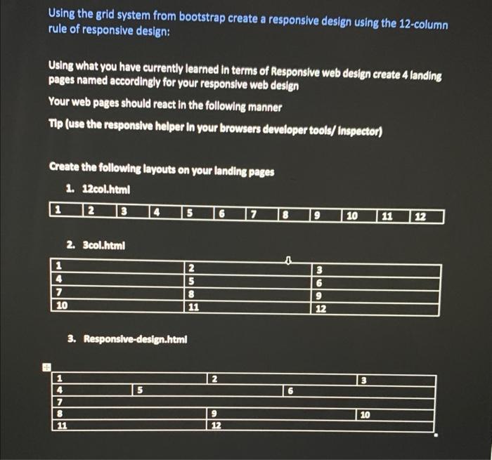 Using the grid system from bootstrap create a | Chegg.com