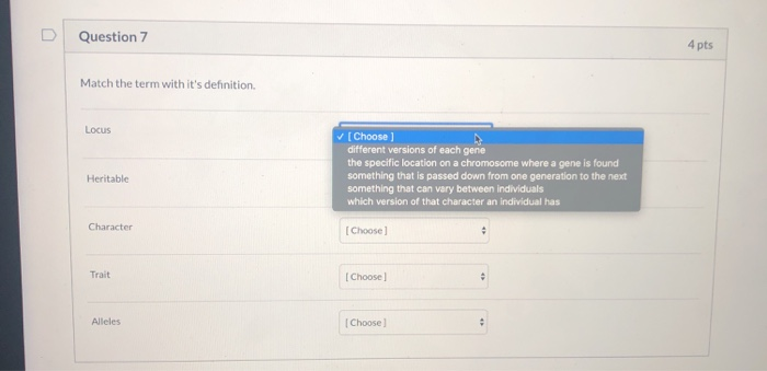 Solved Question 7 4 pts Match the term with it's definition | Chegg.com