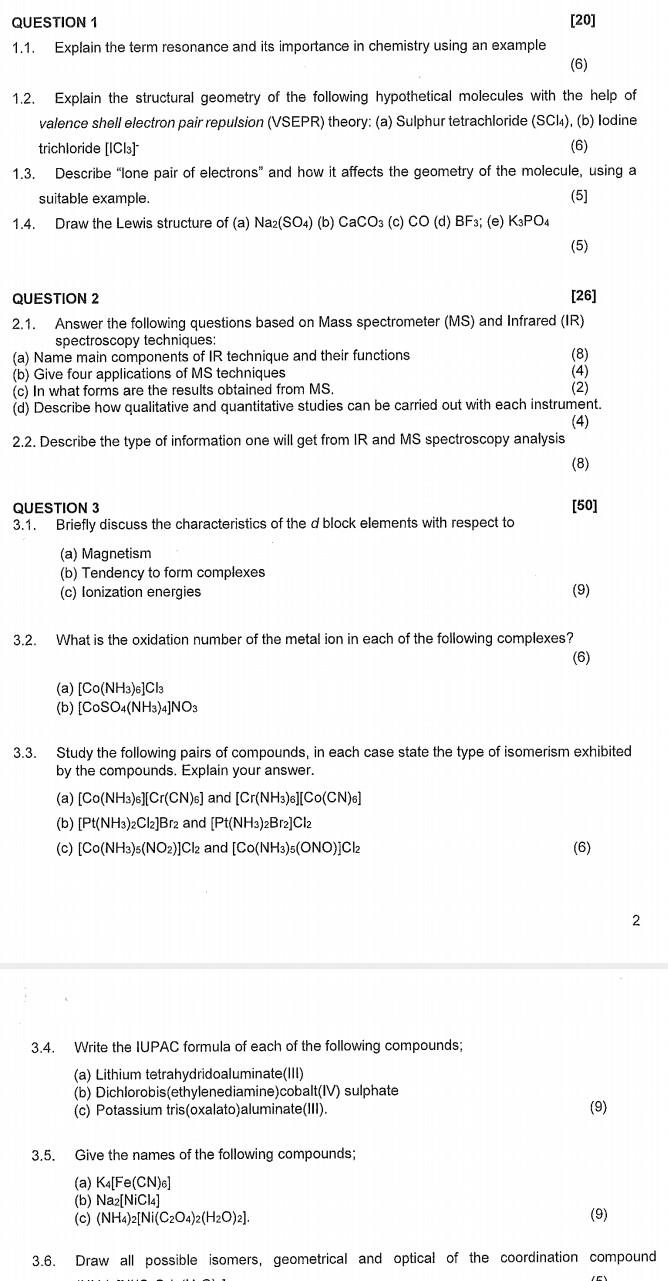 Solved QUESTION 1 [20] 1.1. Explain the term resonance and | Chegg.com