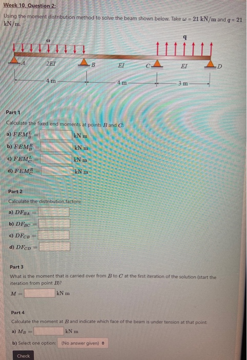 Solved Week 10 Question 2 Using The Moment Distribution Chegg Com