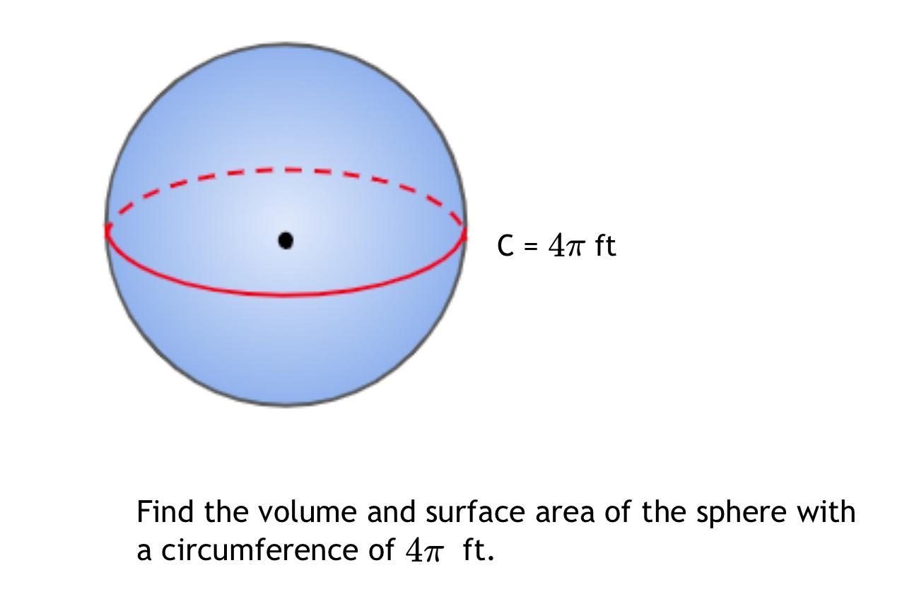 Solved Find the volume and surface area of the sphere with a | Chegg.com