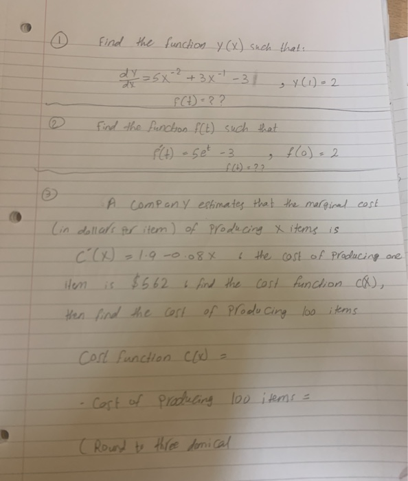 Solved Find The Function Y X Such That Dy 5x² 3x 31