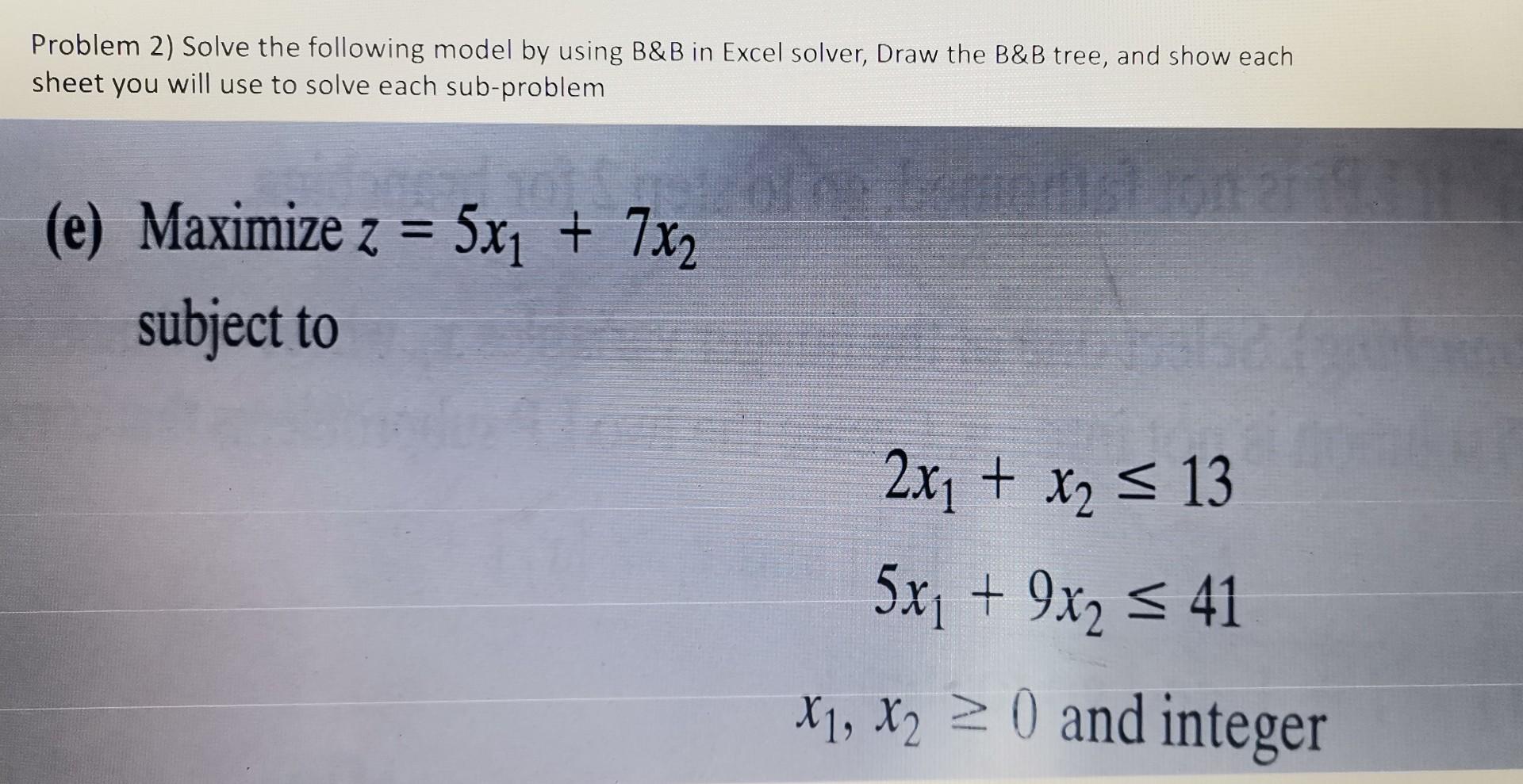 Solved Problem 2) Solve The Following Model By Using B&B In | Chegg.com