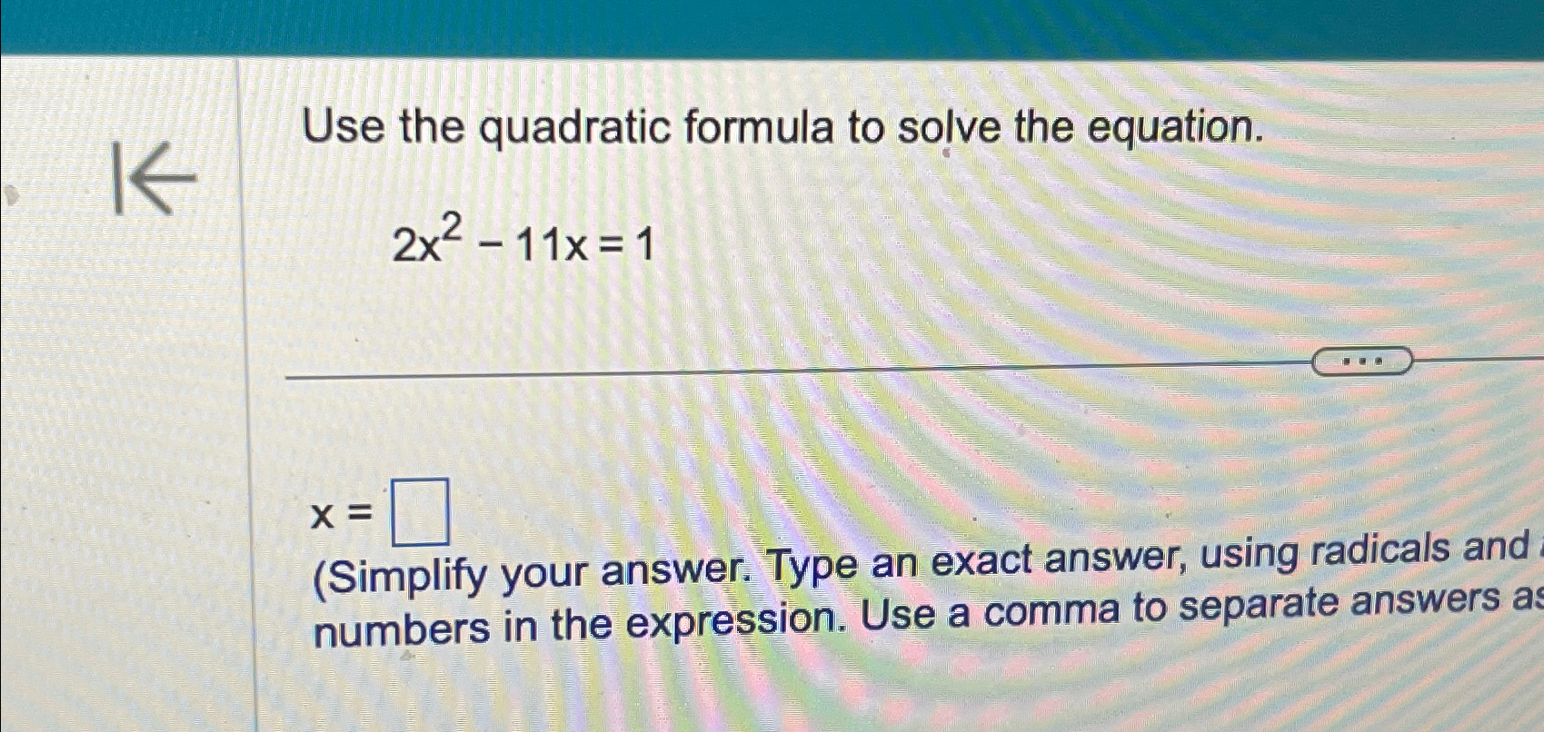 Solved Use the quadratic formula to solve the | Chegg.com