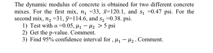 Solved The dynamic modulus of concrete is obtained for two | Chegg.com