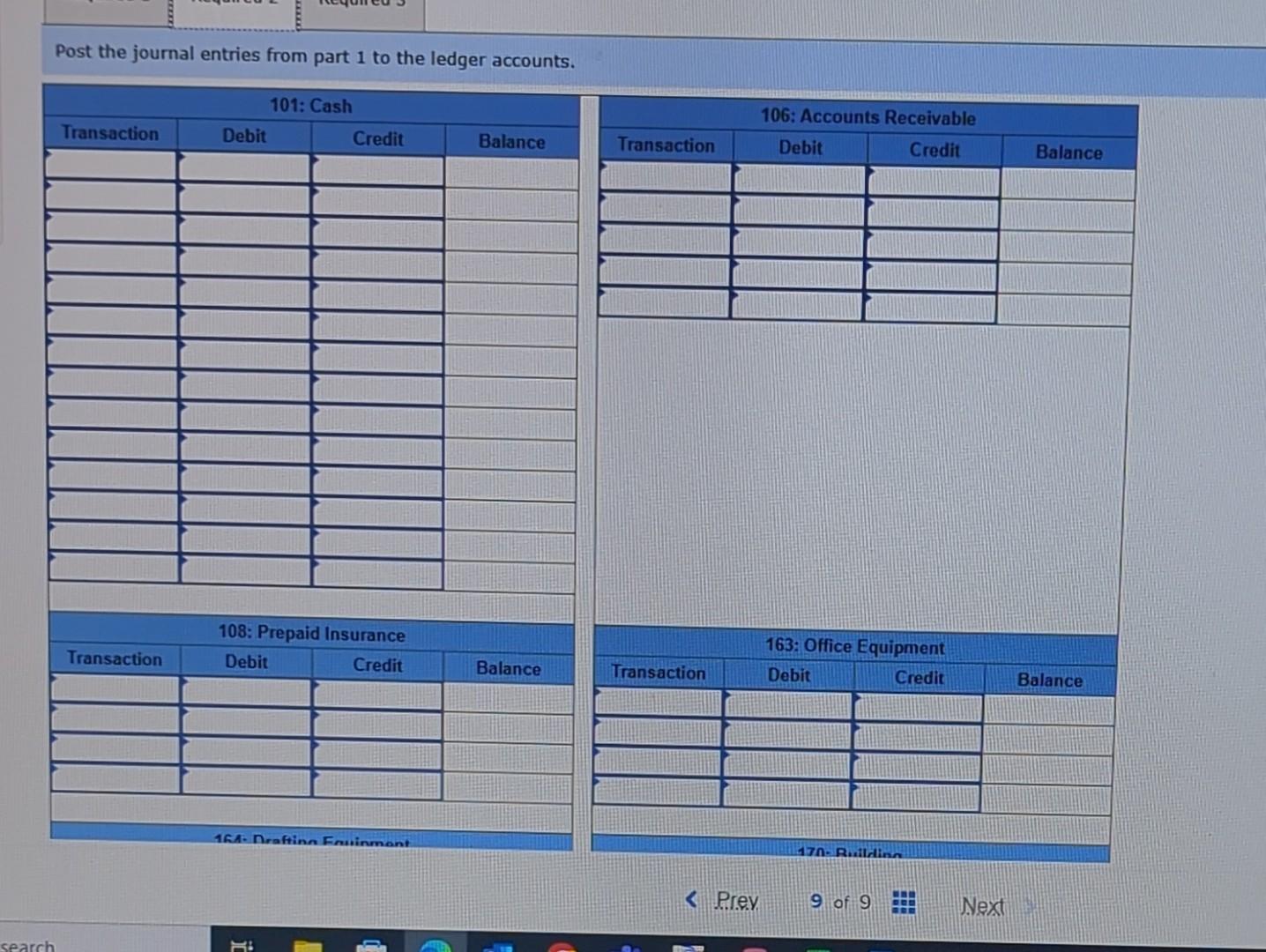 Solved Post the journal entries from part 1 to the ledger | Chegg.com
