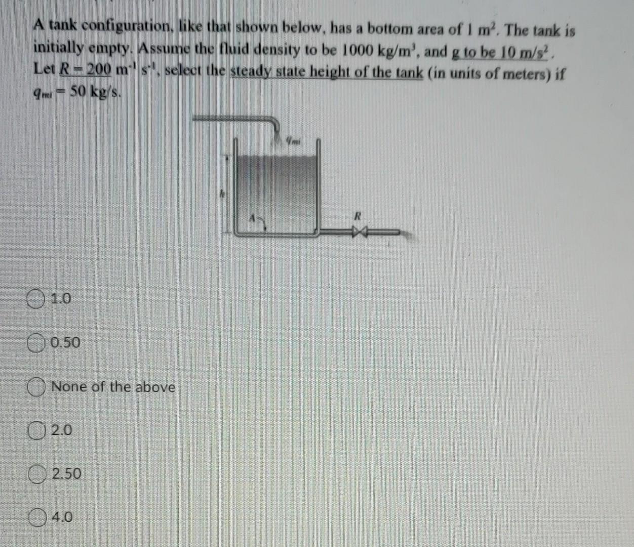 Solved A tank configuration, like that shown below, has a | Chegg.com