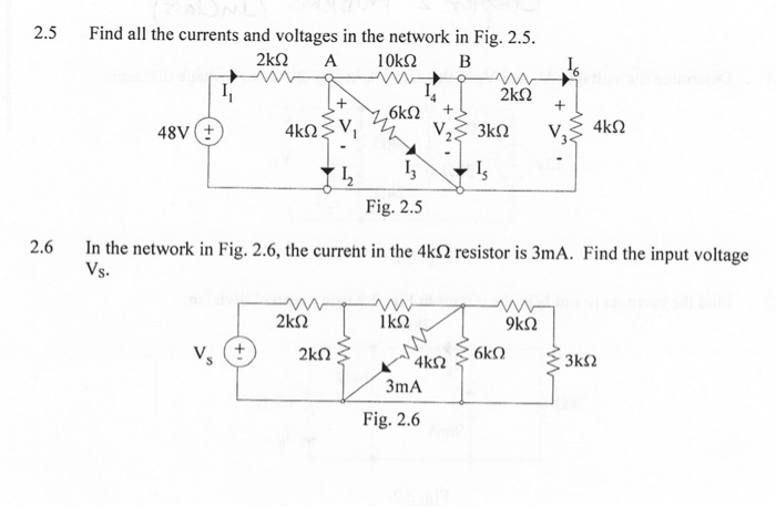 Solved 2.5 Find all the currents and voltages in the network | Chegg.com