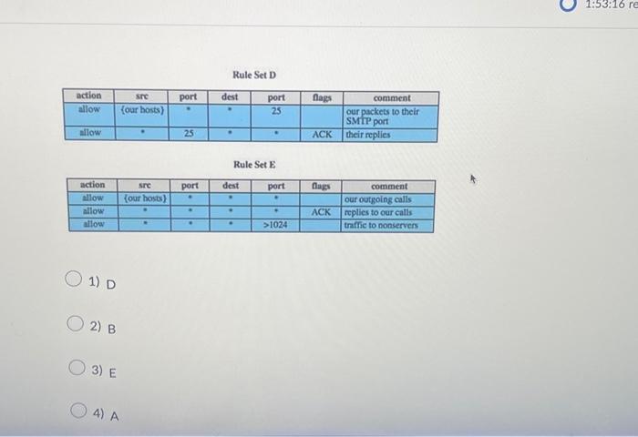 Solved Rule Set D Rule Set E 1) D 2) B 3) E 4) AWhich | Chegg.com