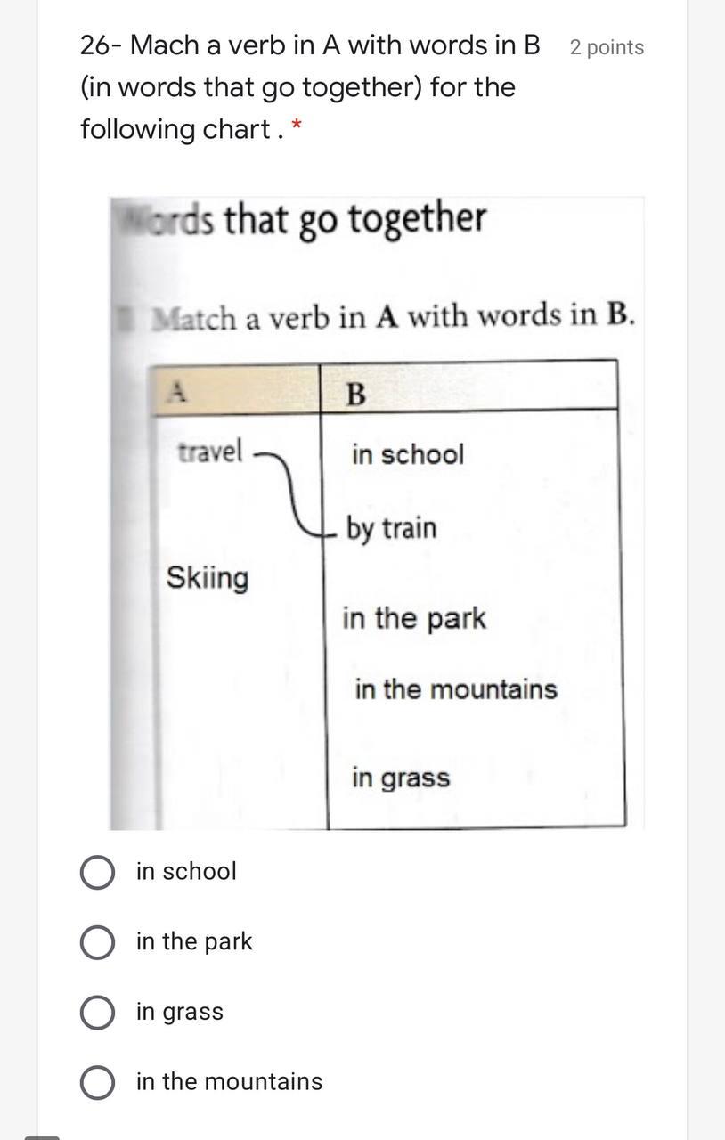 Solved 26 Mach A Verb In A With Words In B 2 Points In Chegg Com