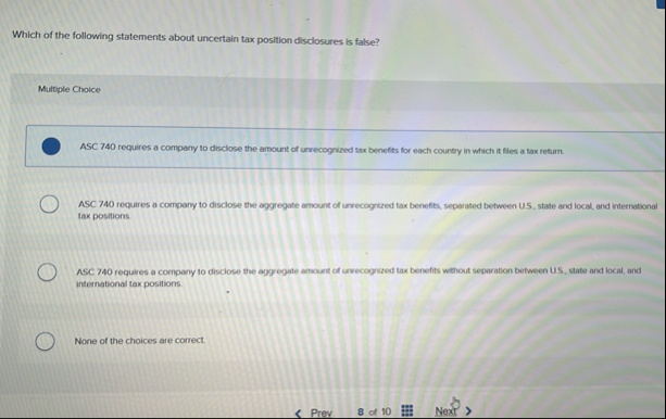 Solved Which of the following statements about uncertain tax | Chegg.com