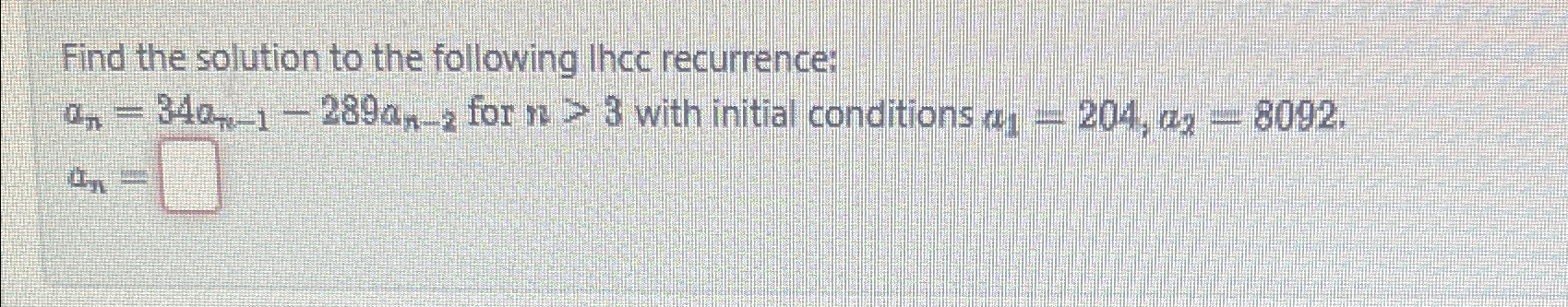 Solved Find the solution to the following Ihcc | Chegg.com