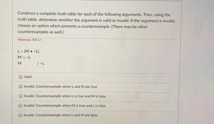 Solved Construct a complete truth table for each of the | Chegg.com