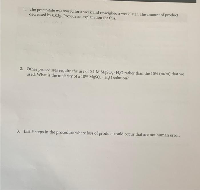 Solved LABORATORY 11 GRAVIMETRIC ANALYSIS OF PHOSPHORUS IN