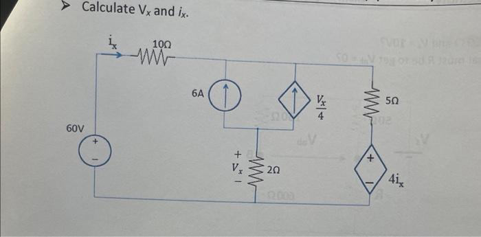 Calculate \( \mathrm{V}_{x} \) and \( i_{x} \).