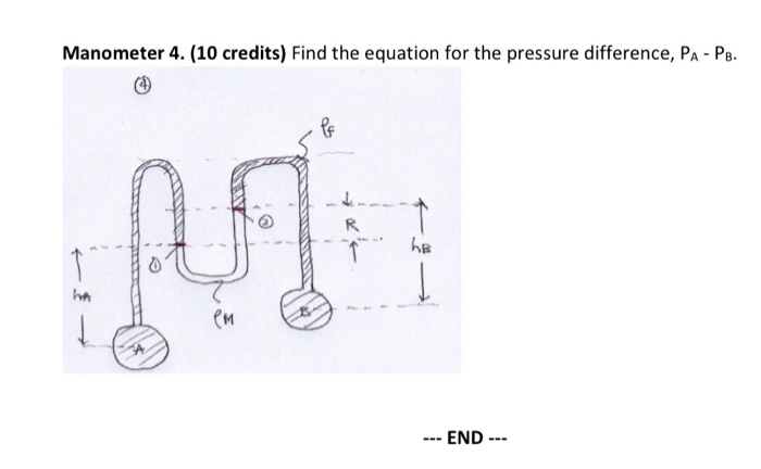 Solved Manometer 4. (10 credits) Find the equation for the | Chegg.com