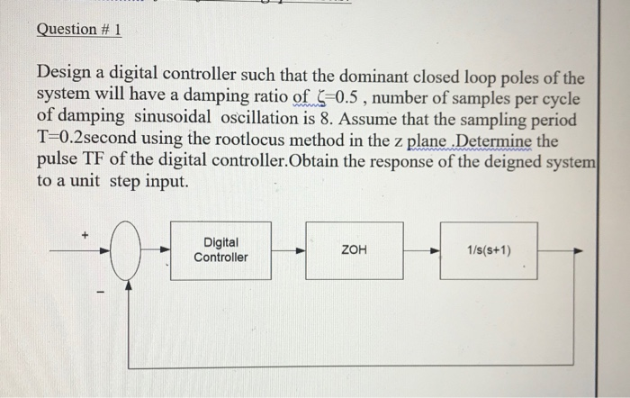 Question #1 Design a digital controller such that the | Chegg.com