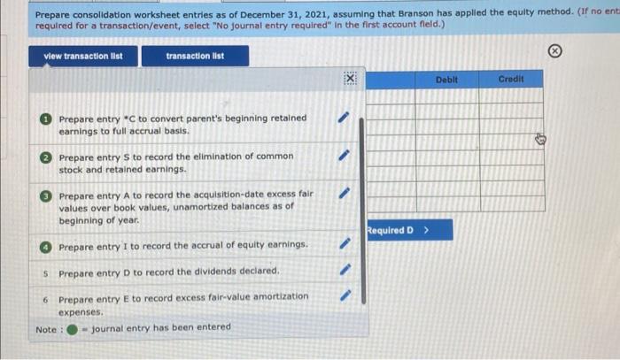 Solved Prepare Consolidation Worksheet Entries As Of | Chegg.com