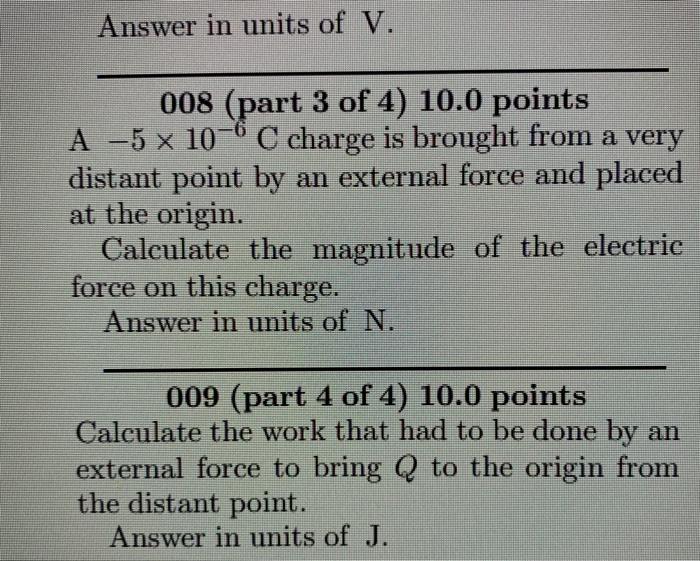 Solved 006 (part 1 of 4) 10.0 points A charge -1.3 x 10-5 C | Chegg.com