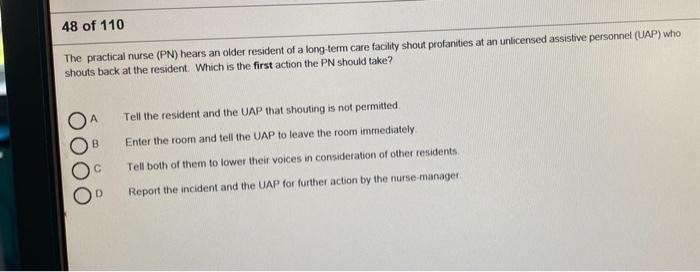 Solved 48 Of 110 The Practical Nurse (PN) Hears An Older | Chegg.com