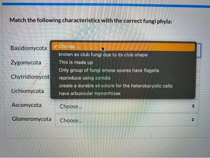 Solved Match The Following Characteristics With The Correct Chegg Com