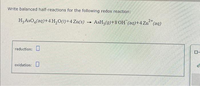 Solved Write Balanced Half Reactions For The Following R