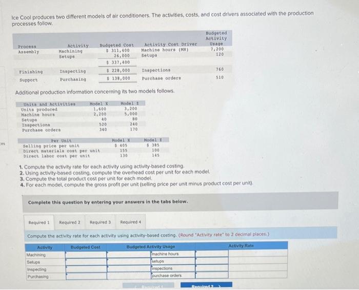 Solved Ice Cool produces two different models of air