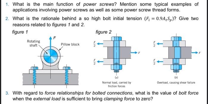 Solved 1. What is the main function of power screws? Mention | Chegg.com