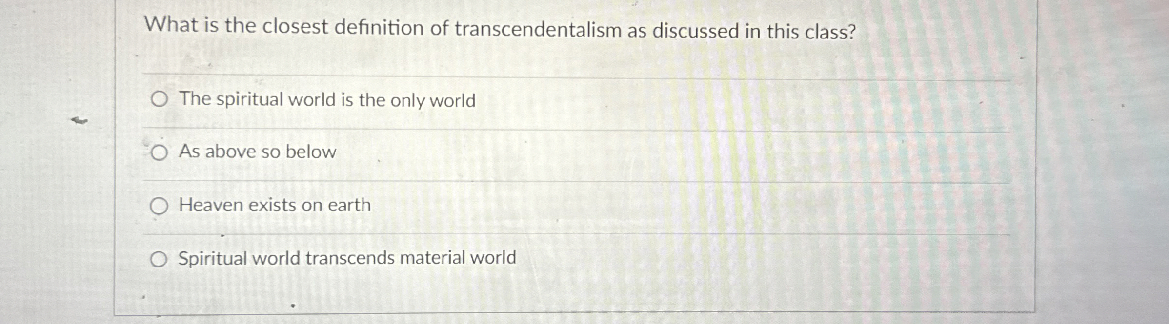 Solved What is the closest definition of transcendentalism