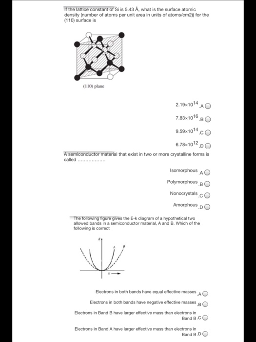 Solved If The Lattice Constant Of Si Is 5 43 A What Is T Chegg Com