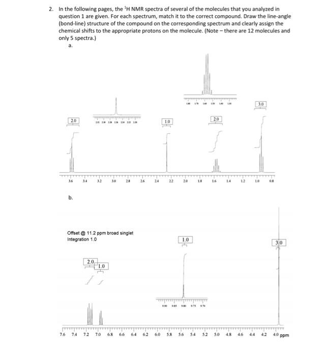 Solved 2. In the following pages, the 'H NMR spectra of | Chegg.com