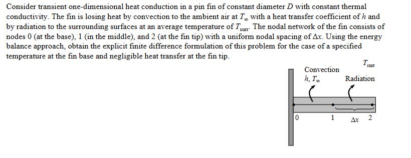 Consider transient one-dimensional heat conduction in | Chegg.com