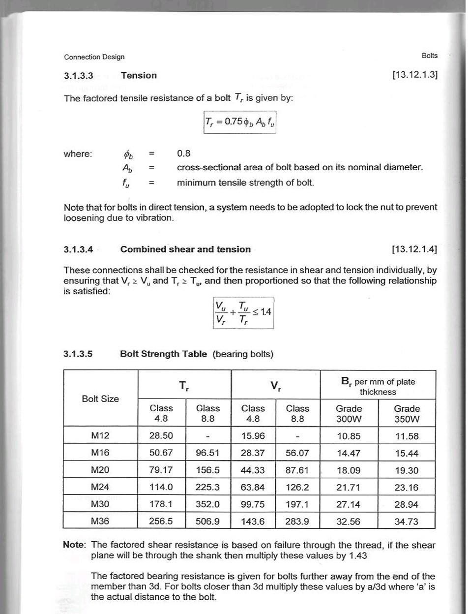 Solved Connection Design Bolts 3.1.3.3 Tension [13.12.1.3] | Chegg.com