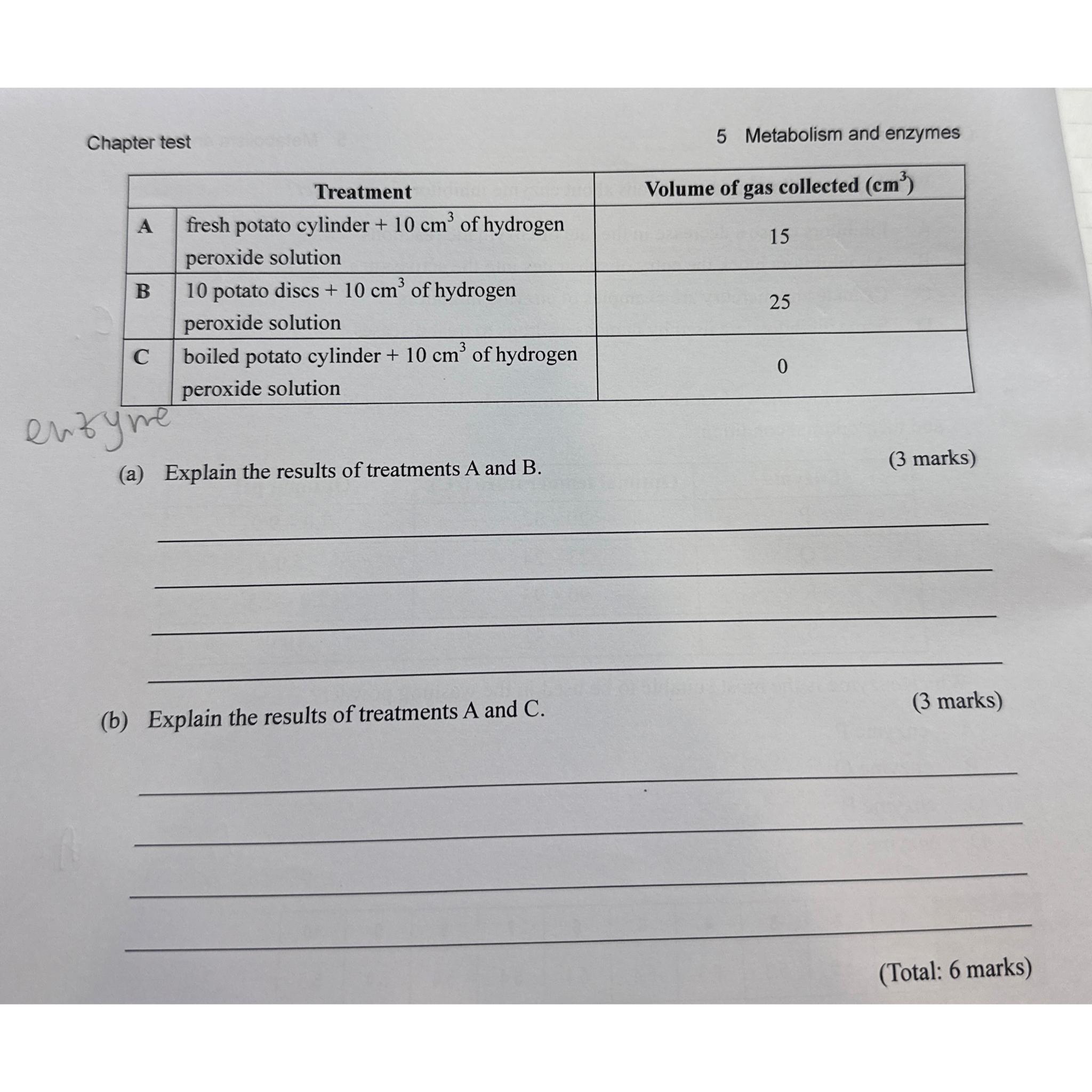 Solved B. ﻿Problem Solving (12 ﻿marks)11. ﻿Catalase Is An | Chegg.com